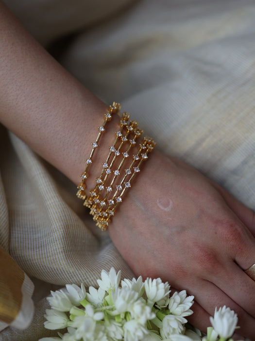 Heritage gold plated white stone bangle (1 set  of 2 bangles) HB230