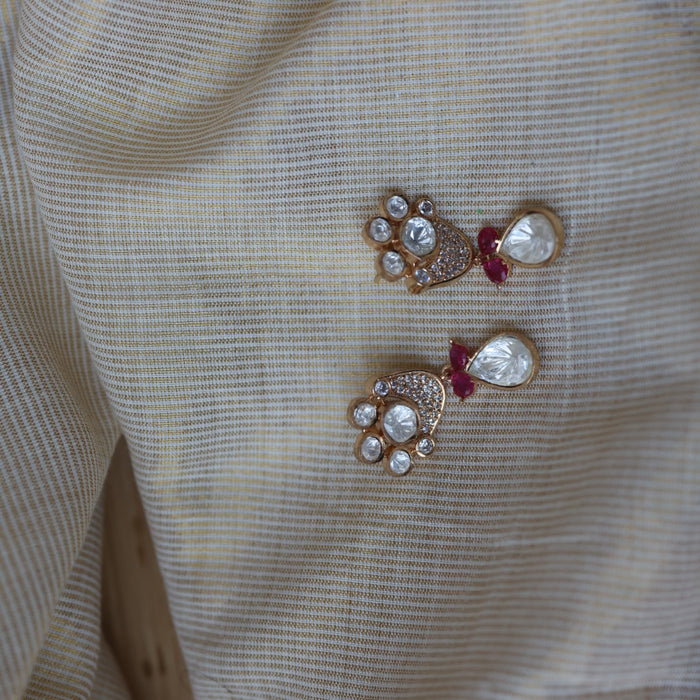 Kundan ruby white stone short necklace with earrings MS13
