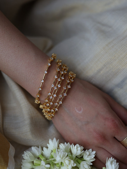 Heritage gold plated white stone bangle (1 set  of 2 bangles) HB230