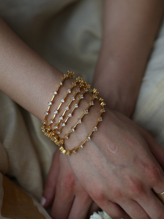 Heritage gold plated white stone bangle (1 set  of 2 bangles) HB230
