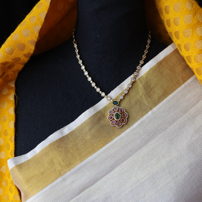 Antique ruby stone short necklace and earrings SS101122
