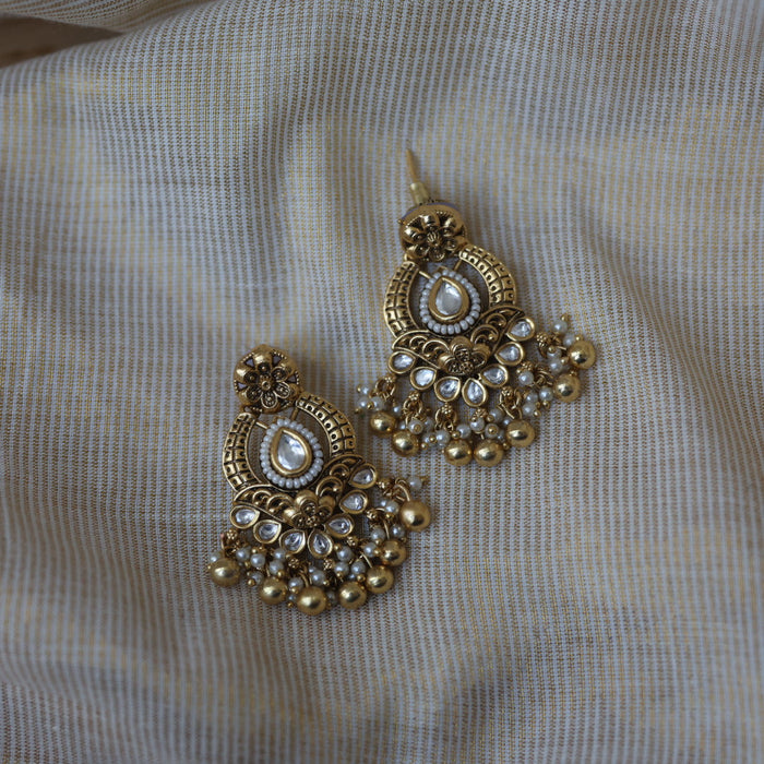Antique gold and pearl choker necklace with earrings CCB239898
