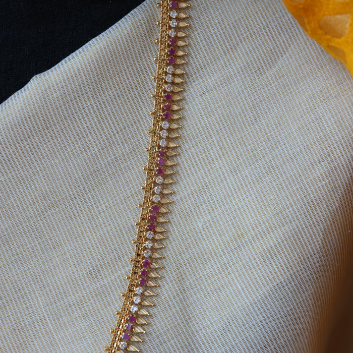 Heritage gold plated ruby white stone long necklace HL5556