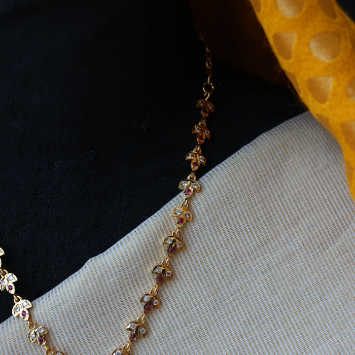 Heritage gold plated white stone short necklace H8034