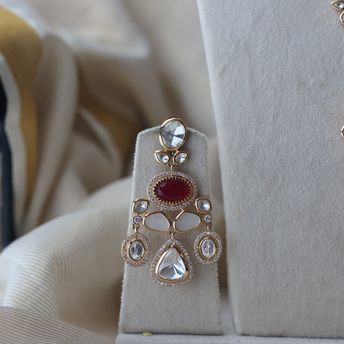 Kundan white stone layer short necklace with earrings MS18903