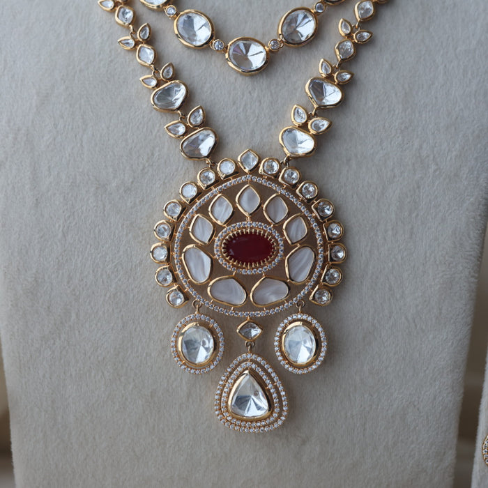 Kundan white stone layer short necklace with earrings MS18903