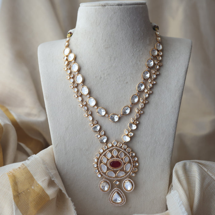 Kundan white stone layer short necklace with earrings MS18903