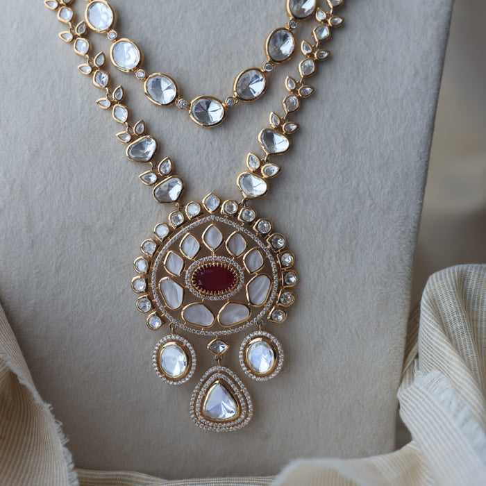 Kundan white stone layer short necklace with earrings MS18903