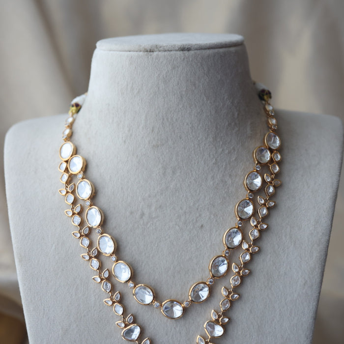 Kundan white stone layer short necklace with earrings MS18903