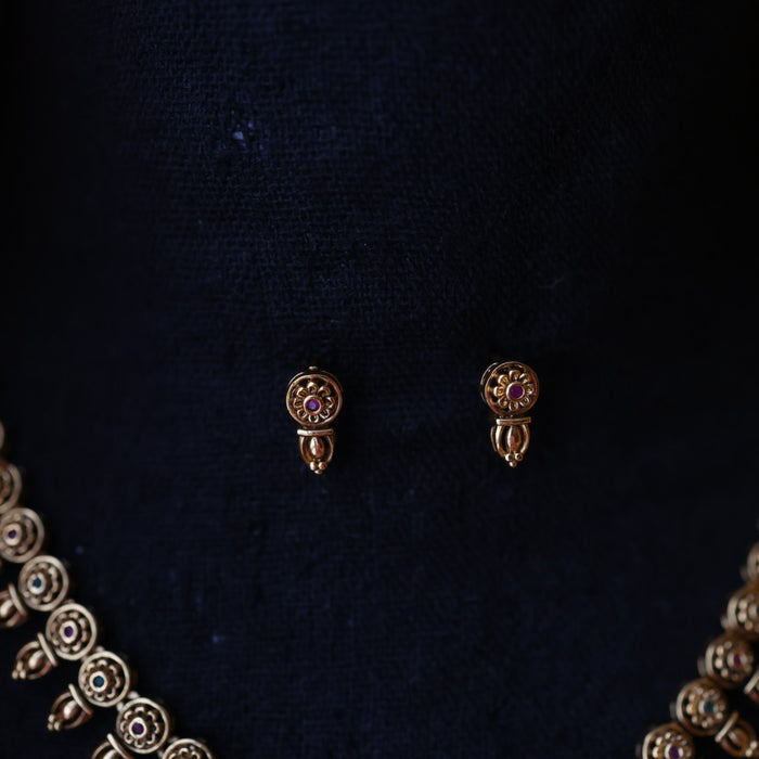Antique gold short necklace and earrings SS10879
