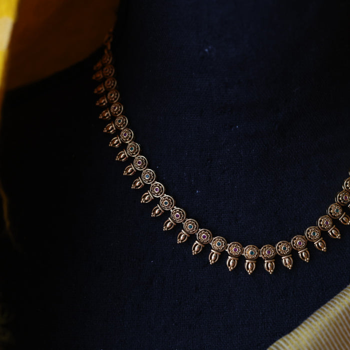 Antique gold short necklace and earrings SS10879
