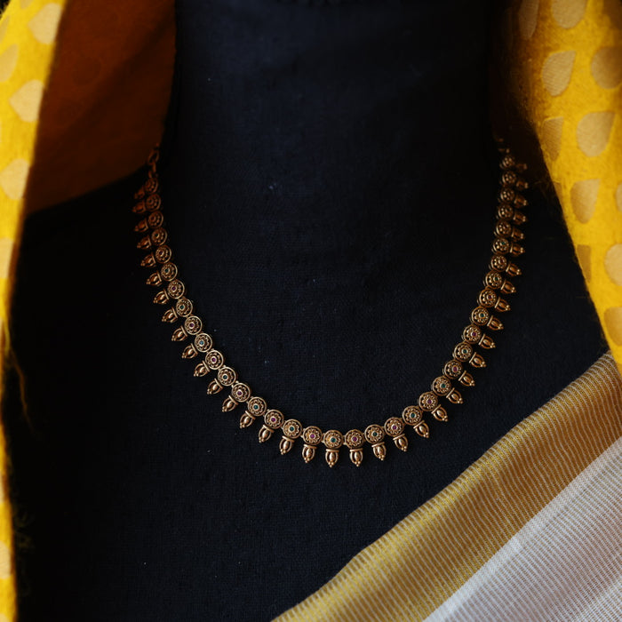 Antique gold short necklace and earrings SS10879