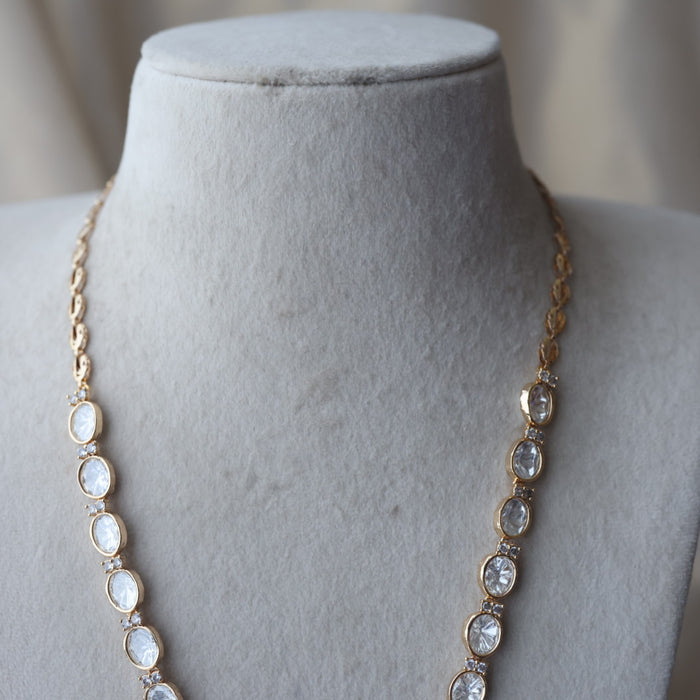 Kundan ruby white stone short necklace with earrings IN134