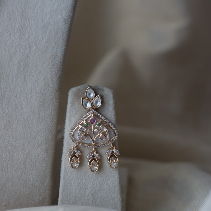 Kundan white stone short necklace with earrings MS12333