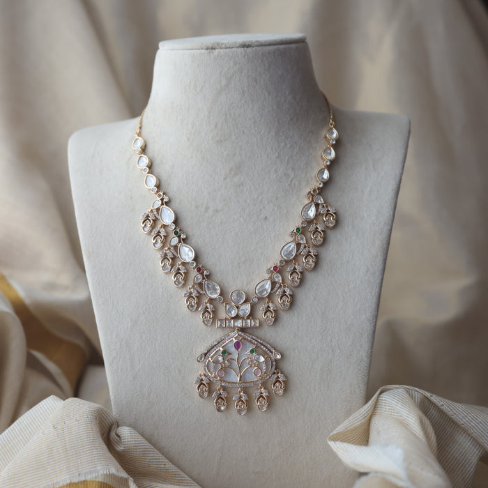 Kundan white stone short necklace with earrings MS12333