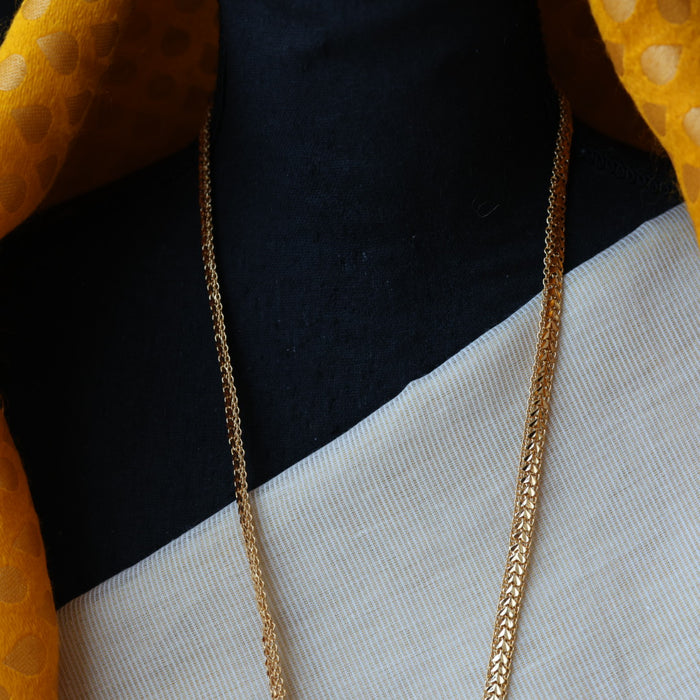 Heritage gold plated ruby white stone padakam long necklace HP5178