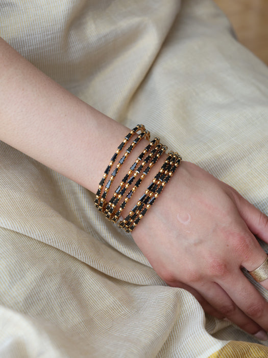 Heritage gold plated white stone bangle HB6531