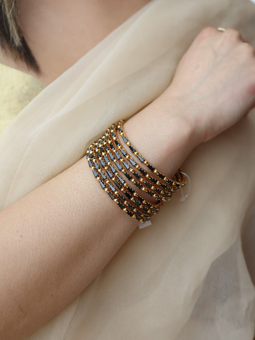 Heritage gold plated white stone bangle HB6531