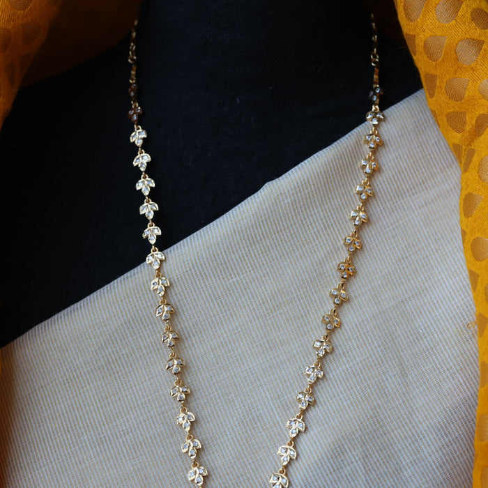 Heritage gold plated white stone long necklace HL5244