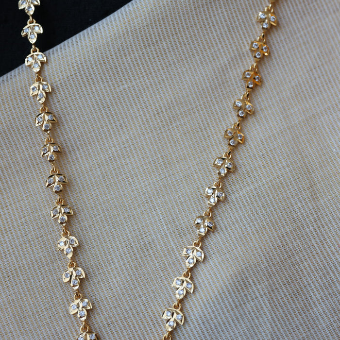 Heritage gold plated white stone long necklace HL5244