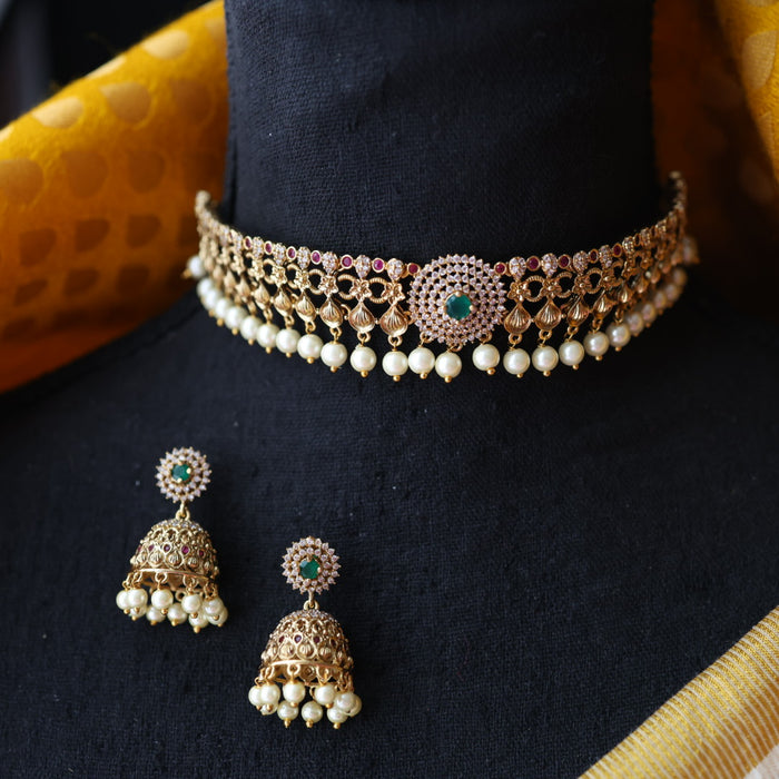Antique choker necklace with earrings CCB23110