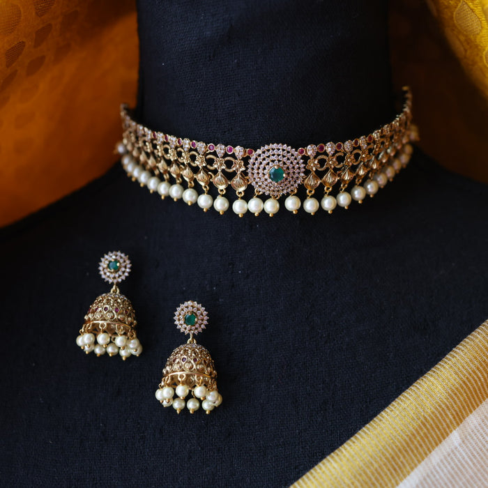 Antique choker necklace with earrings CCB23110