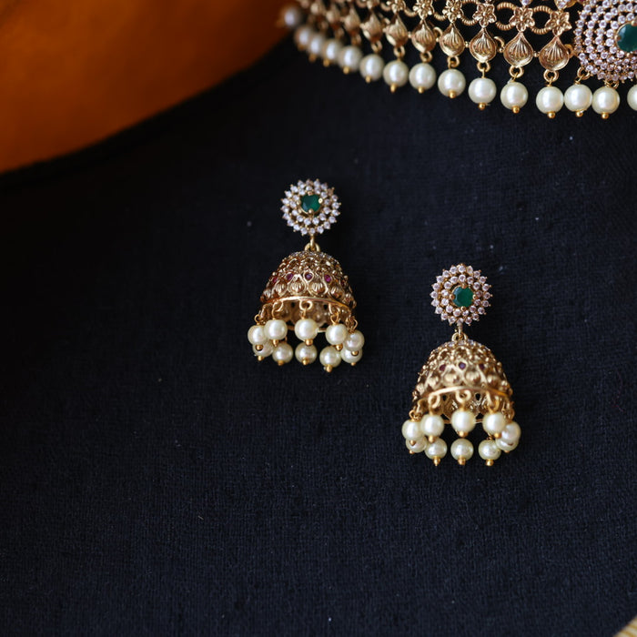 Antique choker necklace with earrings CCB23110
