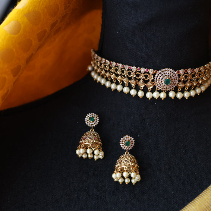 Antique choker necklace with earrings CCB23110