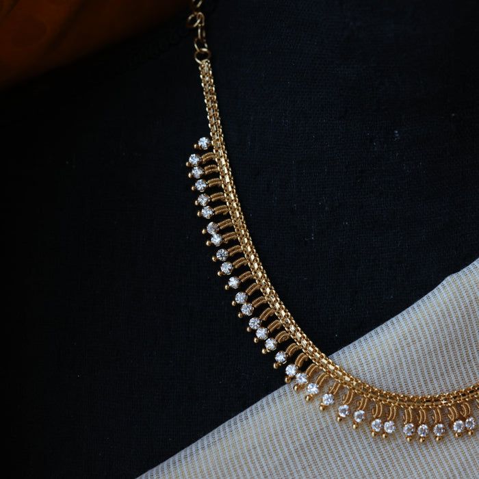 Heritage gold plated white stone short necklace H5801
