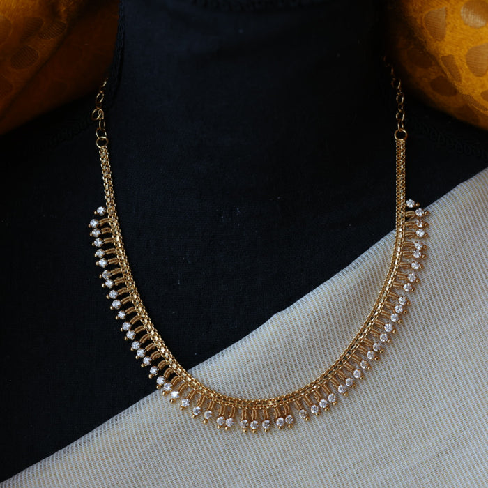 Heritage gold plated white stone short necklace H5801