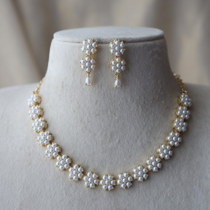 Padmini Heritage gold plated pearl short necklace with earrings PAD231