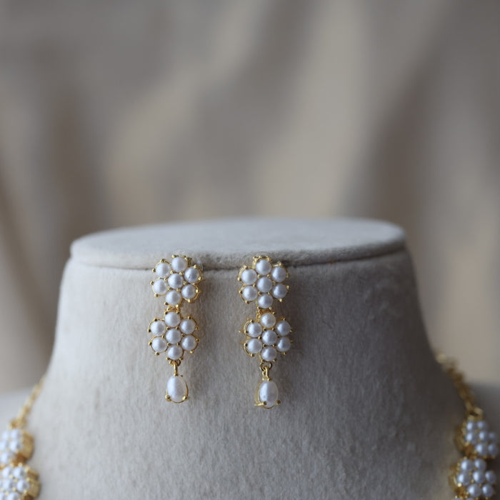 Padmini Heritage gold plated pearl short necklace with earrings PAD231