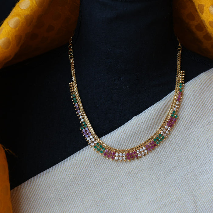 Heritage gold plated multi stone short necklace H5802