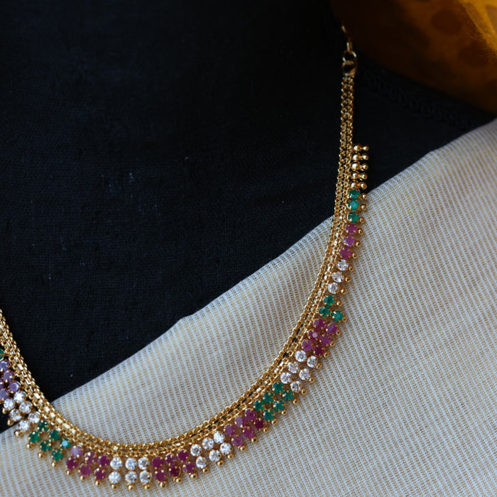 Heritage gold plated multi stone short necklace H5802