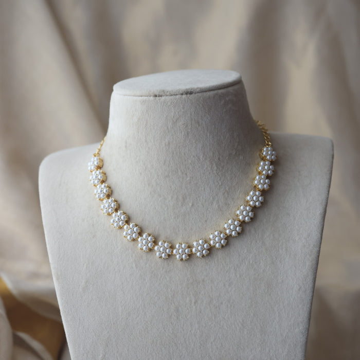 Padmini Heritage gold plated pearl short necklace with earrings PAD231