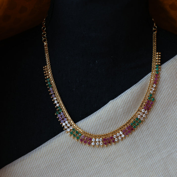 Heritage gold plated multi stone short necklace H5802