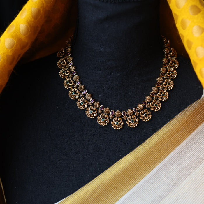 Antique gold short necklace with earrings SS100698