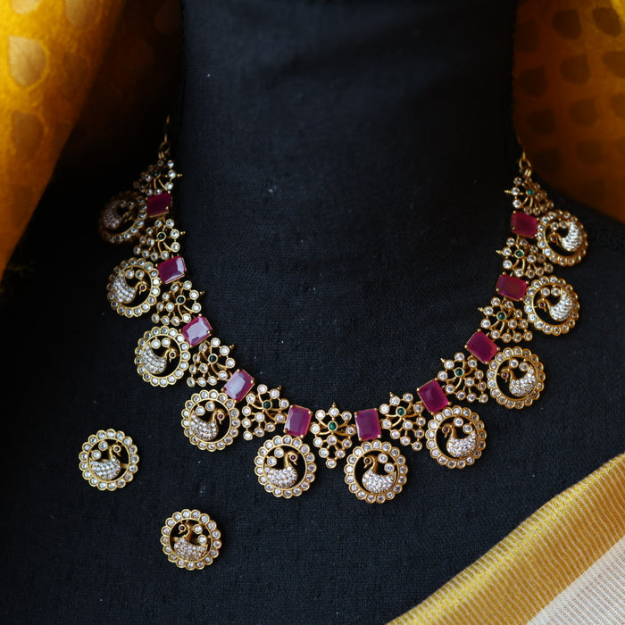 Antique short necklace and earrings SS10130