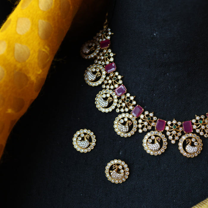 Antique short necklace and earrings SS10130