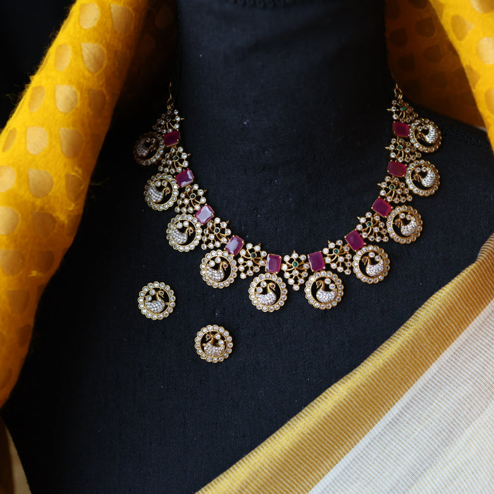 Antique short necklace and earrings SS10130