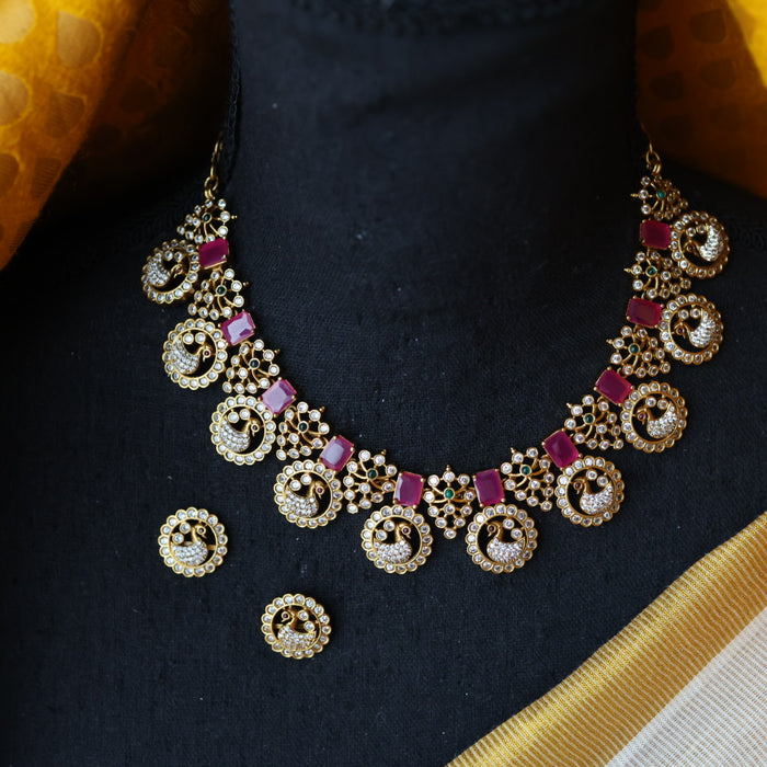 Antique short necklace and earrings SS10130