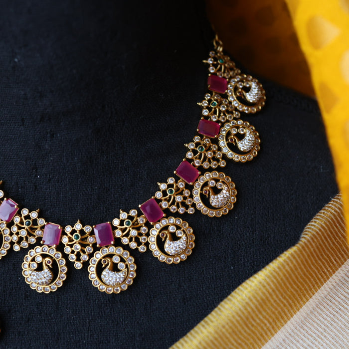 Antique short necklace and earrings SS10130