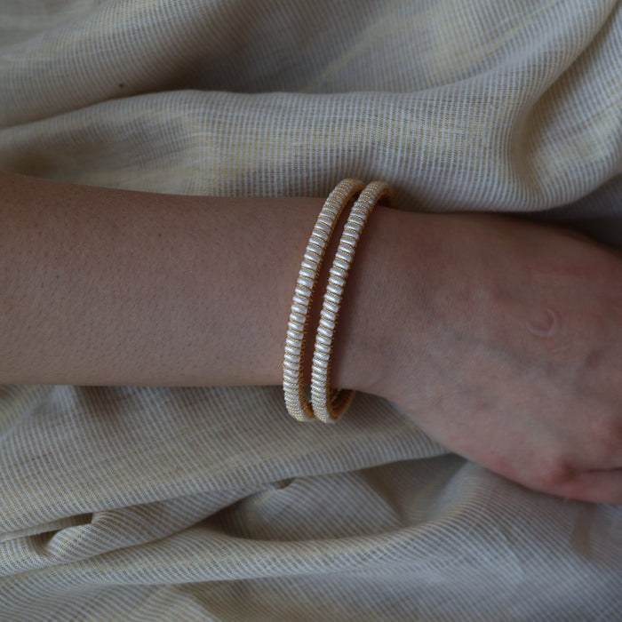 Heritage gold plated pearl bangle (1 set  of 2 bangles) HB209