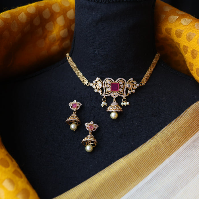 Antique choker necklace with earrings CCB13112