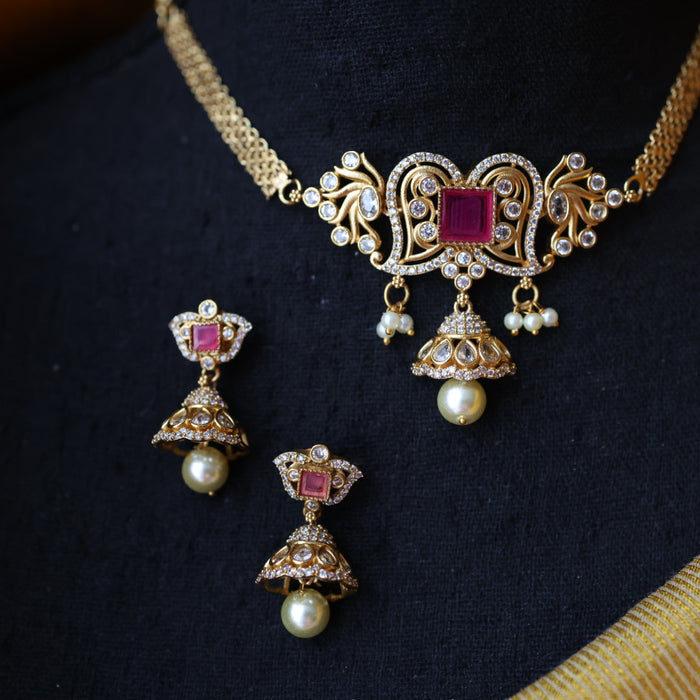 Antique choker necklace with earrings CCB13112