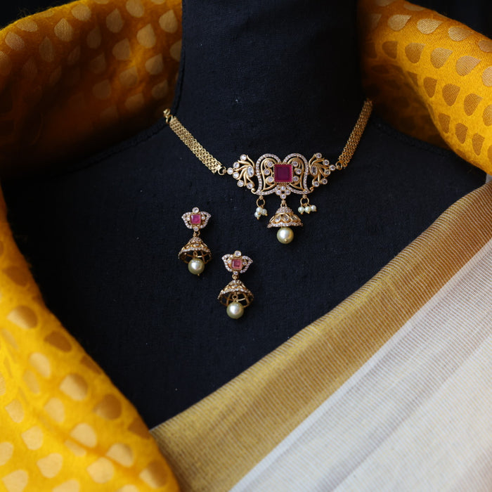 Antique choker necklace with earrings CCB13112