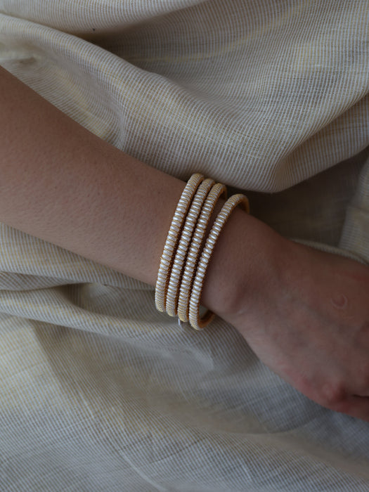 Heritage gold plated pearl bangle (1 set  of 2 bangles) HB209