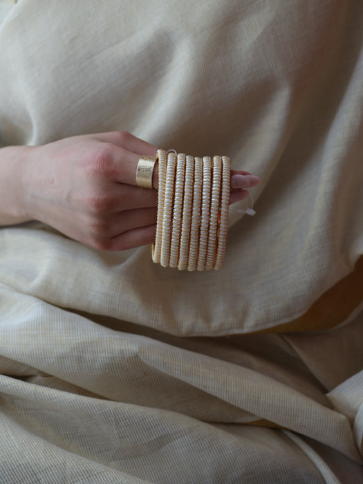 Heritage gold plated pearl bangle (1 set  of 2 bangles) HB209