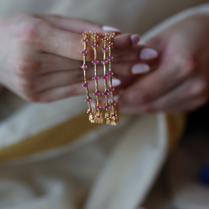 Heritage gold plated ruby stone bangle (1 set  of 2 bangles) HB216