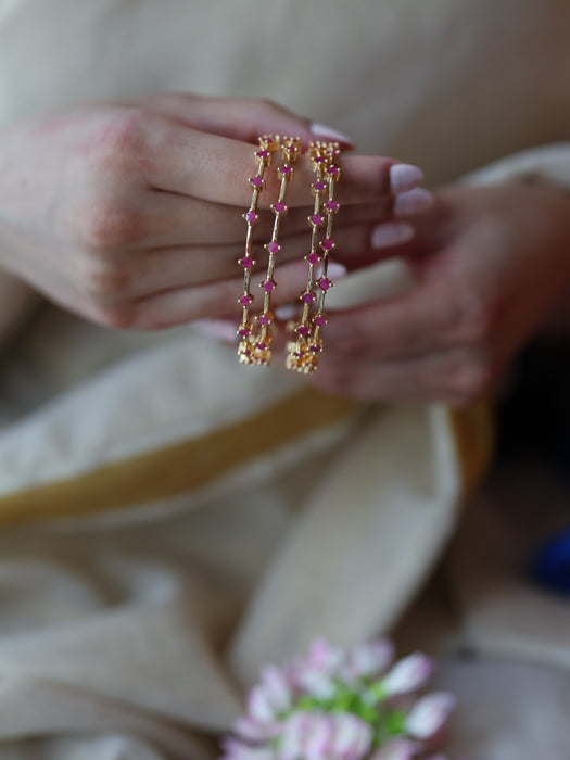 Heritage gold plated ruby stone bangle (1 set  of 2 bangles) HB216